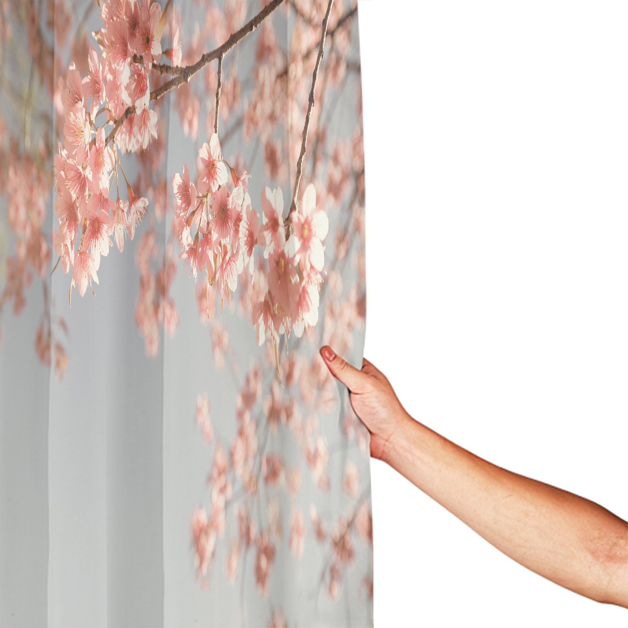 Japanese Cherry Blossom Nature Photography Peach Shower Curtain
