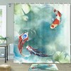 Japanese Colorful Koi Fish Shower Curtain Fabric for Bathroom Decor
