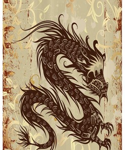 Japanese Dragon Shower Curtain with Stable Creature Design for Bathroom Decor