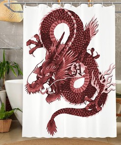 Japanese Dragon Theme Shower Curtain - Bold And Colorful Bathroom Decor