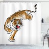 Japanese Hand Drawn Tiger Shower Curtain for Zen Bathroom Decor