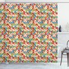 Japanese Interlocking Geometric Pattern Shower Curtain For Modern Bathroom Decor