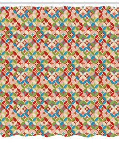 Japanese Interlocking Geometric Pattern Shower Curtain For Modern Bathroom Decor