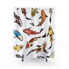 Japanese Koi Carps Swimming Shower Curtain for Retro Bathroom Decor 