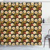Japanese Koi Fish And Lotus Flowers Shower Curtain In Burnt Sienna Orange And Green
