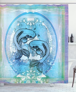 Japanese Koi Fish In Ocean Print Shower Curtain For A Calming Bathroom Atmosphere