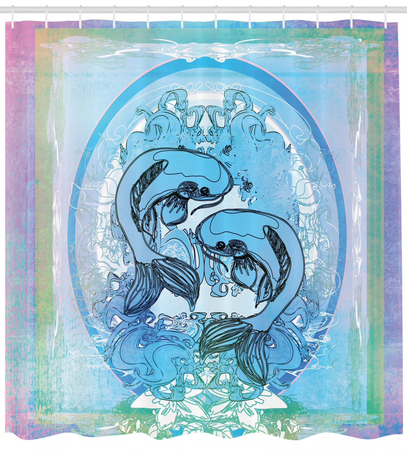 Japanese Koi Fish In Ocean Print Shower Curtain For A Calming Bathroom Atmosphere - Image 4