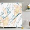 Japanese Koi Fish Ink Paint Pattern Shower Curtain, Cloth Fabric Bathroom Decor in Petrol Blue and Marigold