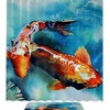 Japanese Koi Fish Painting Shower Curtain, Vintage Bathroom Decor