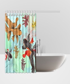 Japanese Koi Fish Pond Aqua Shower Curtain for Bathroom Decor