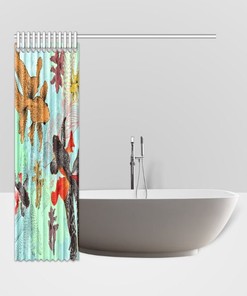 Japanese Koi Fish Pond Aqua Shower Curtain for Bathroom Decor