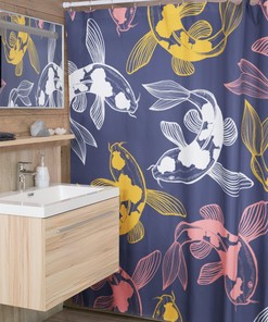 Japanese Koi Fish Printed Shower Curtain For A Relaxing Asian Bathroom Decor