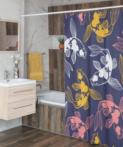 Japanese Koi Fish Printed Shower Curtain For A Relaxing Asian Bathroom Decor