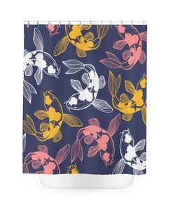 Japanese Koi Fish Printed Shower Curtain For A Relaxing Asian Bathroom Decor