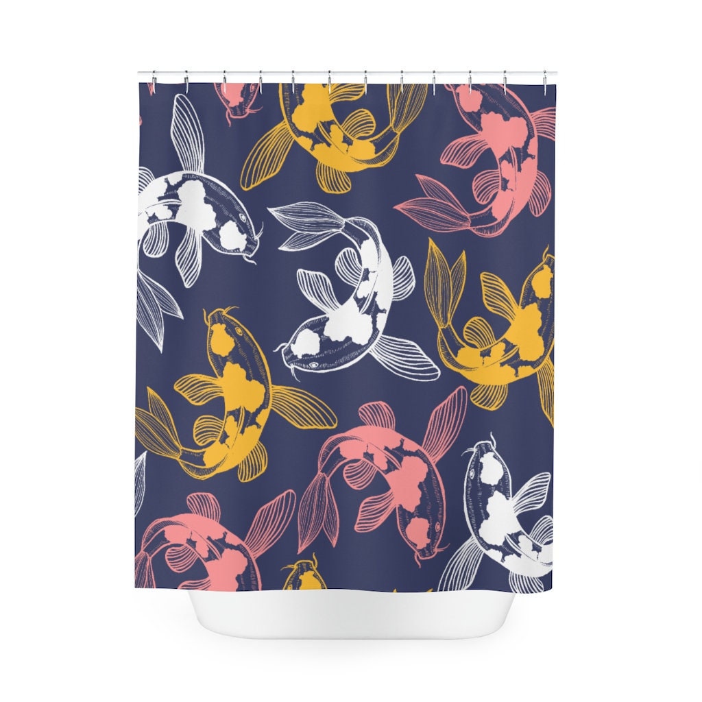Japanese Koi Fish Printed Shower Curtain For A Relaxing Asian Bathroom Decor