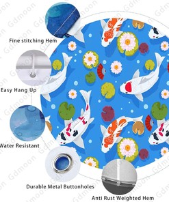 Japanese Koi Fish Shower Curtain, Blue Backdrop Water Pond Funny Bathroom Decor