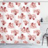 Japanese Lake Koi Fish Shower Curtain | Underwater Art Picture Print | Cloth Fabric Bathroom Decor (Orange White)