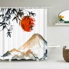 Japanese Landscape Shower Curtain featuring a Bamboo Tree and View of the Mountains