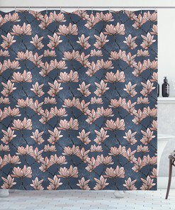 Japanese Magnolia Flowers Print Shower Curtain - Elegant Shower Curtain For Bathroom