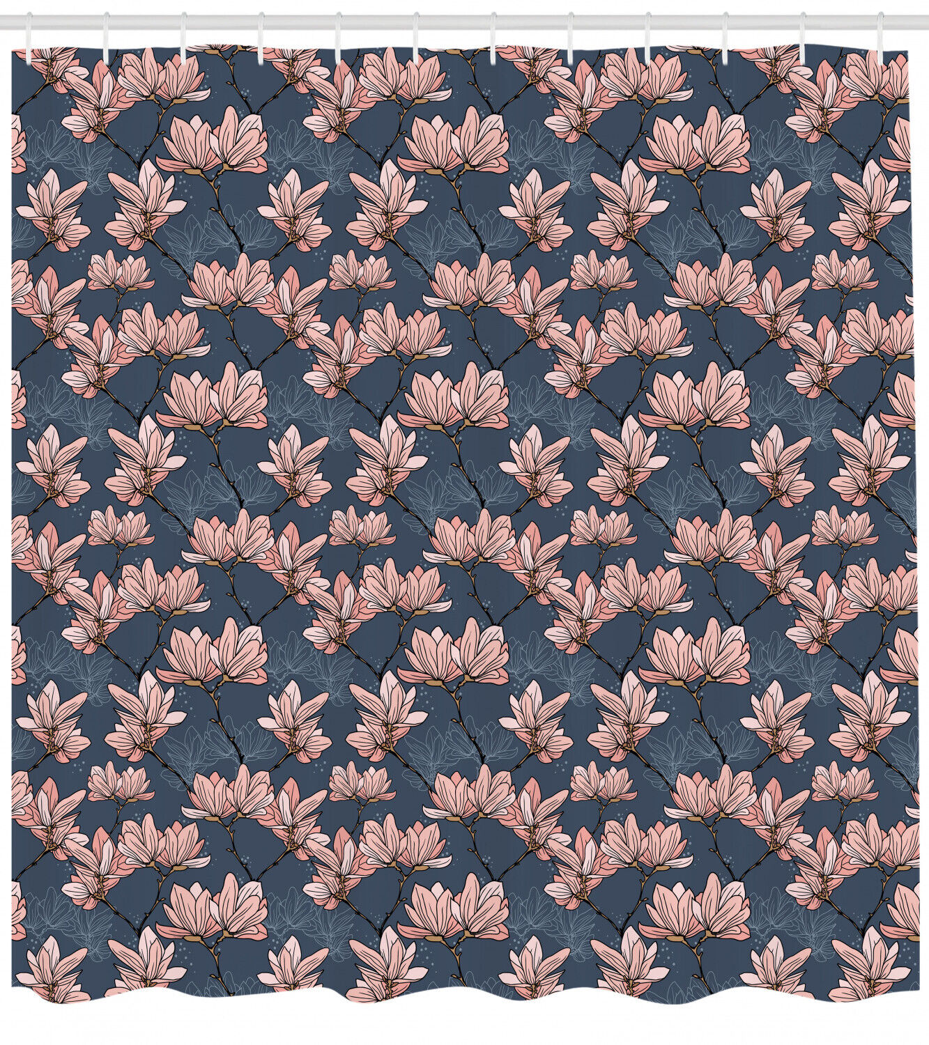 Japanese Magnolia Flowers Print Shower Curtain - Elegant Shower Curtain For Bathroom