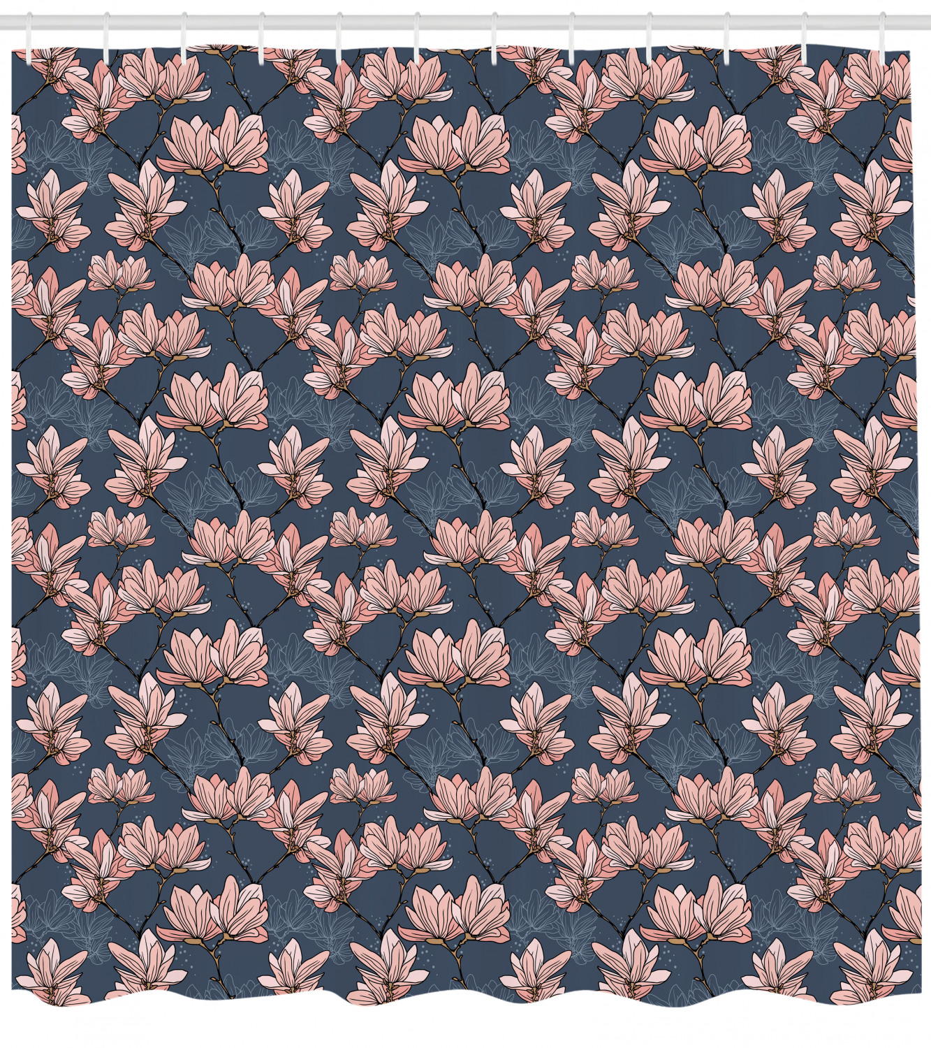 Japanese Magnolia Flowers Print Shower Curtain - Elegant Shower Curtain For Bathroom