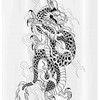Japanese Monster Sketch Art Dragon Stall Shower Curtain for Bathroom Decor