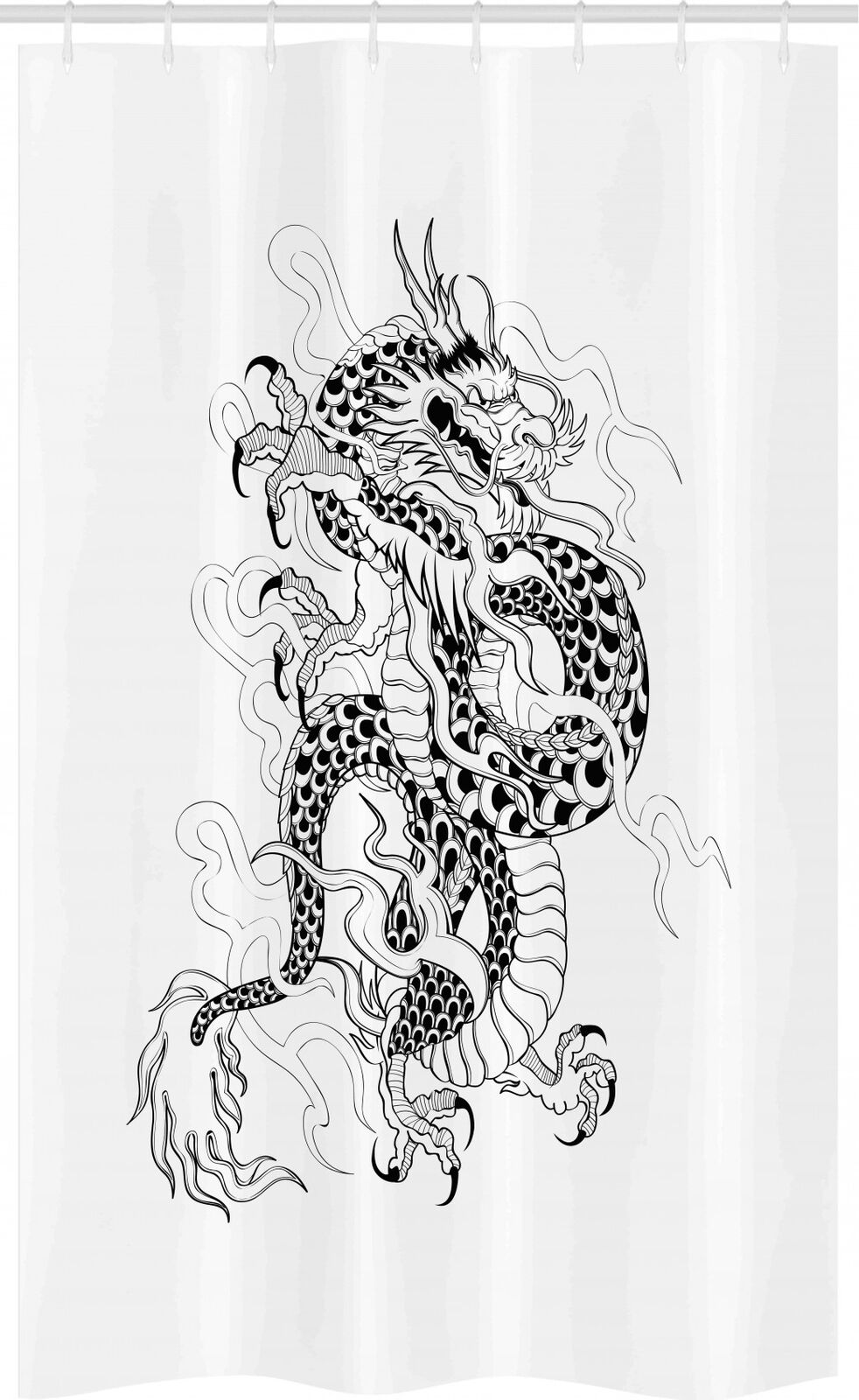 Japanese Monster Sketch Art Dragon Stall Shower Curtain for Bathroom Decor