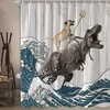 Japanese Ocean Wave Dinosaur Rustic Barn Door Cute Animal Shower Curtain