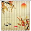 Japanese Red Plum Blossom Bloom Trees Branch Koi Fish Shower Curtain
