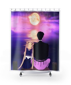 Japanese Sailor Moon Vaporwave Shower Curtain for a Pop Art and Contemporary Bathroom Decor