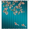 Japanese Sakura Plum Blossom Koi Fish Asian Style Cherry Blossom Shower Curtain for Spring Flowers Bathroom Decor 
