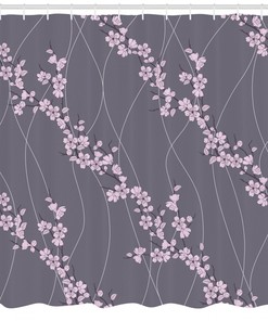Japanese Sakura Print Floral Shower Curtain, Adds A Touch Of Zen To Your Bathroom