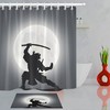 Japanese Samurai Moon Theme Waterproof Fabric Shower Curtain For Bathroom