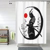 Japanese Samurai Shower Curtain Plum Ink Hook Sun Boy Bathroom Waterproof Fabric Shower Curtain