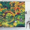 Japanese Shower Curtain Garden Print of Old Bridge for Bathroom - Unbranded