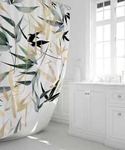 Japanese Style Cat Catching Shark Shower Curtain Fabric for Bathroom Decor