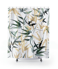 Japanese Style Cat Catching Shark Shower Curtain Fabric for Bathroom Decor