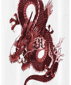 Japanese Style Dragon Shower Curtain Stable