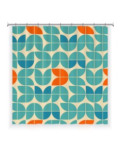 Japanese Style Geometric Art Shower Curtain, Waterproof Bathroom Decor