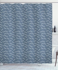 Japanese Style Nature Print Dragonfly Shower Curtain For Zen Bath Time