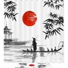 Japanese Ukiyo E Koi Fish Shower Curtain with Lotus Floral Design for Kids and Women Bathroom Decor