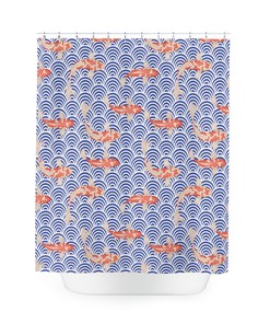 Japanese Wave and Koi Fish Shower Curtain with Unique Design for Bathroom Decor