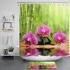 Japanese Zen Stone Water Reflective Waterproof Fabric Shower Curtain for a Tranquil Bathroom