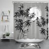 Japanese-Inspired Black Bamboo Shower Curtain for an Artistic Bathroom Touch