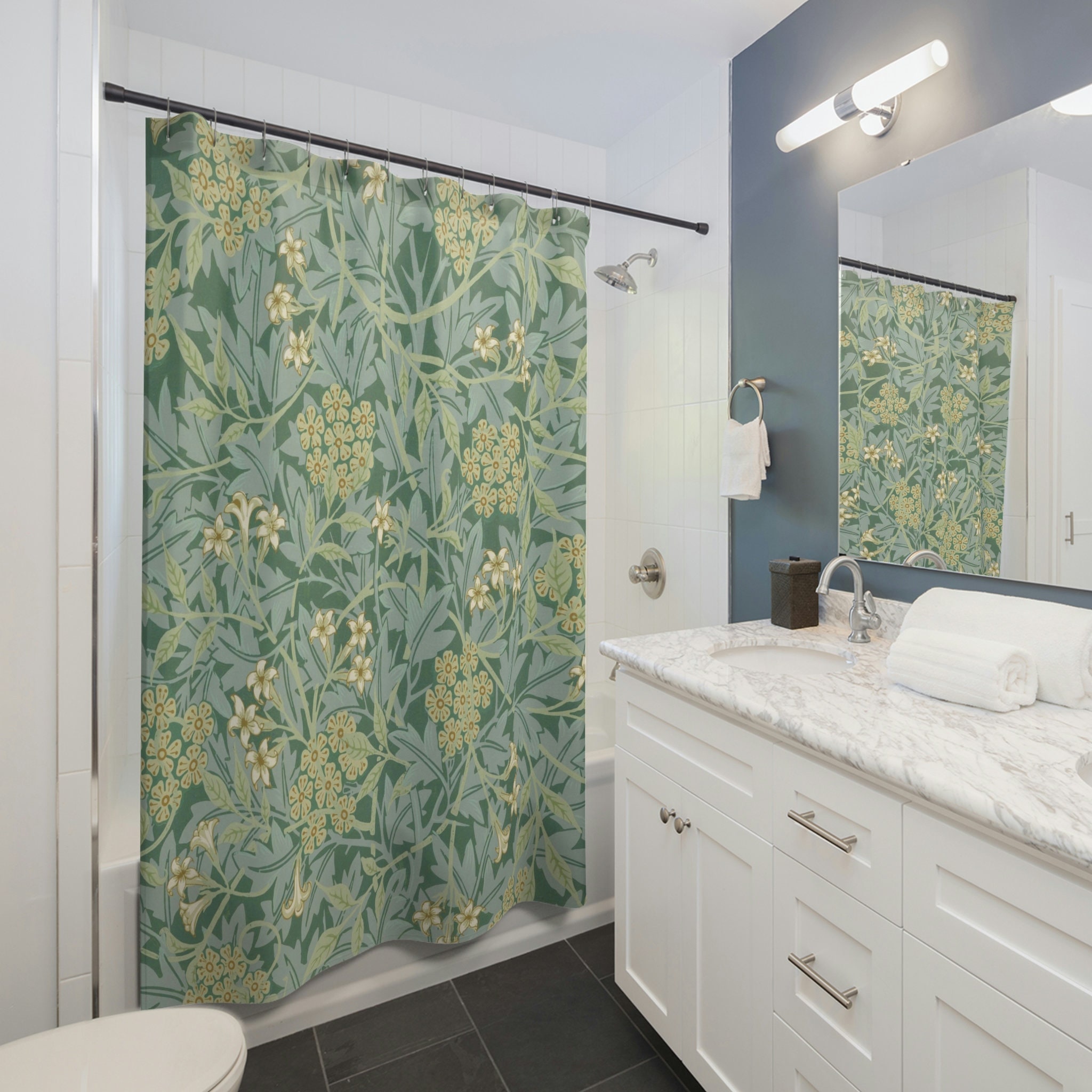 Jasmine Shower Curtain - William Morris Inspired Bathroom Decor