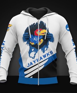 Jayhawks Fans Unite With This All Over Print Kansas Jayhawks 3D Zip Hoodie