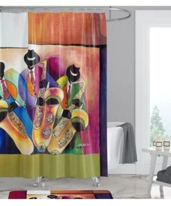 Jazz Saxophones African American Expressions Shower Curtain for Music Lovers 