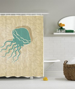 Jellyfish Beach Nautical Summer Tropical Ocean Abstract Shower Curtain