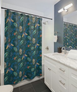Jewel Tone Beetles and Bugs Decorative Shower Curtain - Entomology Bathroom Theme Set