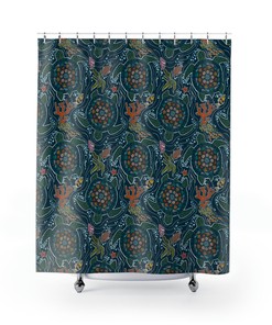 Jewel Toned Sea Turtle Shower Curtain for Bold Bathroom Decor